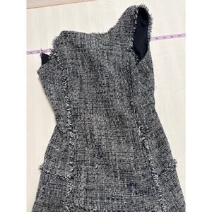 Banana Republic Tweed Zip Front Sleeveless Dress Size 0 Fringe Trim Career Chic